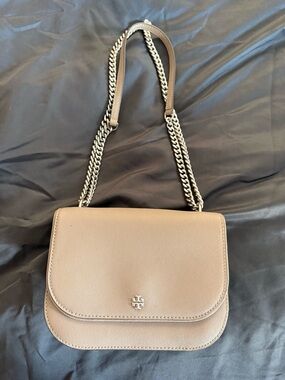 Tory Burch Taupe Leather Chain Shoulder Bag